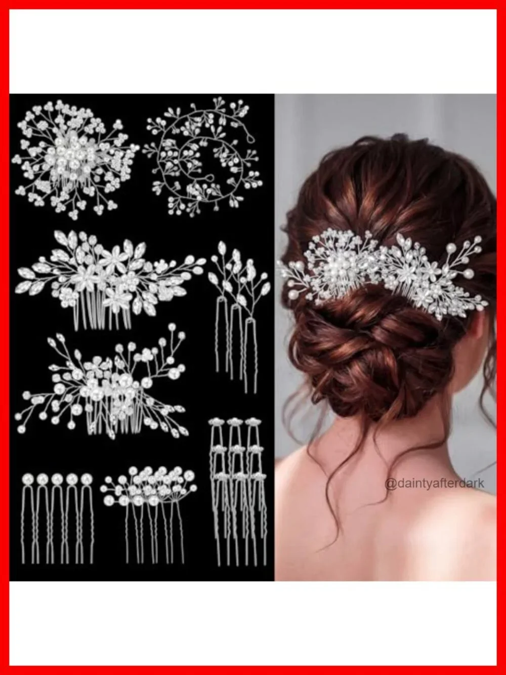 44 Pc Faux Pearl Crystal Hair Comb Clips Set Wedding Prom Bride